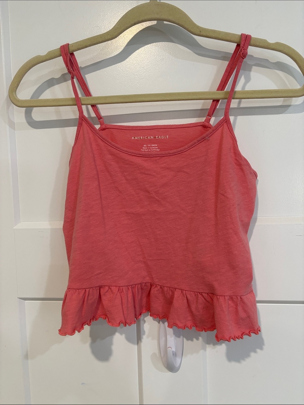 American Eagle Outfitters Coral Pink Ruffle Hem Camisole